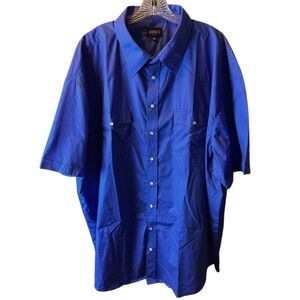 Men’s 5XL Gioberti Casual Short Sleeved Pearl Snap Western Style Cobalt Shirt